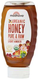 Madhava Organic Light Amber Honey, 16 Ounce -- 6 per case.