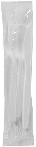 Dixie Medium Weight White Polypropylene Wrapped Cutlery Kit -- 250 per case