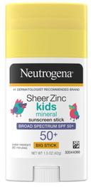 Neutrogena Broad Spectrum SPF 50 Plus Sheer Zinc Kids Mineral Sunscreen Stick, 1.5 Ounce - 3 count per pack -- 4 packs per case