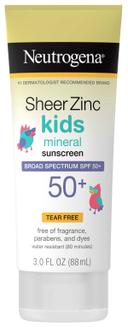 Neutrogena Broad Spectrum SPF 50 Plus Sheer Zinc Kids Mineral Sunscreen, 3 Fluid Ounce - 3 count per pack -- 4 packs per case