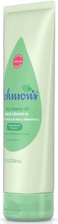 Johnsons Baby Aloe Vera with Vitamin Creamy Oil, 8 Fluid Ounce -- 24 per case.