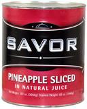 Savor Imports Sliced Packed Pineapple in Natural Juice, Number 10 Can -- 6 per case.