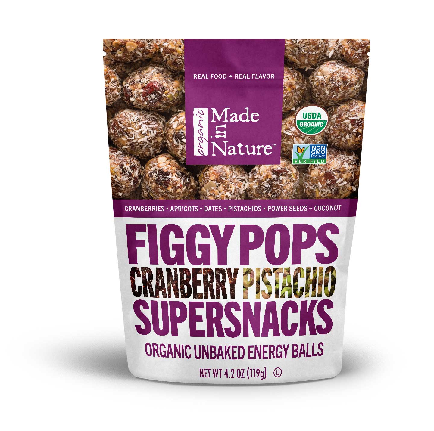 Made in Nature Cranberry Pistachio Fig Pops, 4.2 Ounce -- 6 per case.