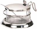 Tablecraft Stainless Steel Top and Spoon Condiment Jar Set, 3 1/4 x 4 7/8 x 5 1/4 inch -- 6 per case