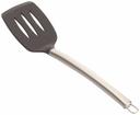 Tablecraft Black Silicone Slotted Spatula with Stainless Steel Handle, 14 inch -- 6 per case