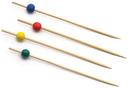 Tablecraft Bamboo Pick with Assorted Balls, 3.5 inch - 100 count per pack -- 12 packs per case