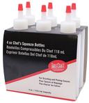 Tablecraft Clear Chefs Squeeze Bottle Dispensers, 4 Ounce - 6 count per pack -- 12 packs per case