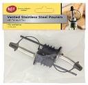 Tablecraft Stainless Steel Pourers with Black Tethered Cap - 2 count per pack -- 12 packs per case