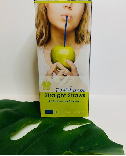 Goldmax Blue Unwrapped Jumbo Straw, 7.75 inch - 250 count per pack -- 10 packs per case
