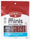 Creminelli Fine Meats Salami Minis Black Pepper Uncured Italian Salami, 2.6 Ounce -- 12 per case