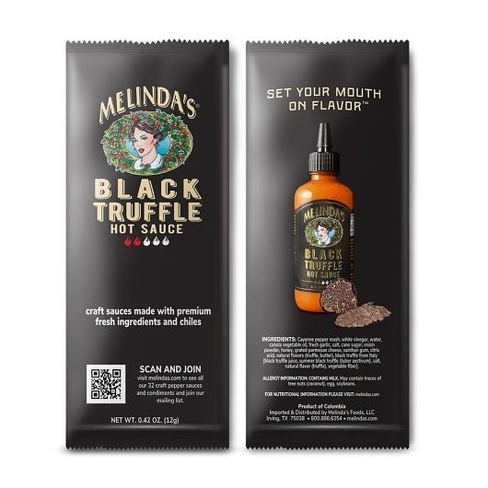 Melindas Black Truffle Hot Sauce, 0.42 Ounce Packets - 204 per case