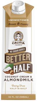 Califia Farms Better Half Unsweetened Coconut Cream and Almond Milk, 32 Fluid Ounce -- 6 per case.