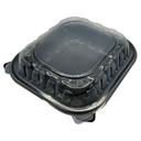 Empress Polypropylene Black Base Single Compartment Vented Hinged Container with Clear Lid, 10.25 x 9 x 3 inch -- 150 per case.