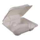 Empress Earth Natural White Molded Fiber 3-Compartment Hinged Container, 8 x 8 x 2.5 inch -- 200 per case.