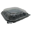 Empress Polypropylene Black Base Single Compartment Vented Hinged Container with Clear Lid, 9 x 9 x 3 inch -- 150 per case.