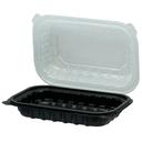 Empress Polypropylene Black Base Single Compartment Vented Hinged Container with Clear Lid, 9 x 6 x 3 inch -- 180 per case.