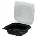 Empress Polypropylene Black Base Vented Hinged Container with Clear Lid, 6 x 6 x 3.25 inch -- 300 per case.