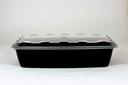 Cube Rectangular Black Reusable Plastic Food Container with Clear Lid Set, 56 Ounce -- 100 set per case.