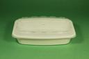 Cubeware Rectangular White Container with Clear Lid, 28 Ounce -- 150 set per case.