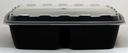 Cubeware 3 Compartment Square Black Container with Clear Lid -- 100 set per case
