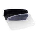 Cube Rectangular Black Reusable Plastic Food Container with Clear Vented Lid Set, 56 Ounce -- 100 set per case.