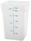 Winco Polypropylene White Square Storage Container, 22 Quart -- 6 per case