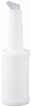 Winco White Spout and Lid Liquor/Juice Pour Bottle, 1 Quart -- 12 per case