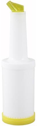 Winco Yellow Spout and Lid Liquor/Juice Pour Bottle, 1 Quart -- 12 per case