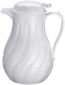 Winco White Swirl Pattern Push Button Insulated Beverage Server, 20 Ounce