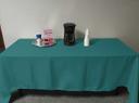 Intedge Teal 100 Percent Polyester Square Tablecloth, 36 x 36 inch 