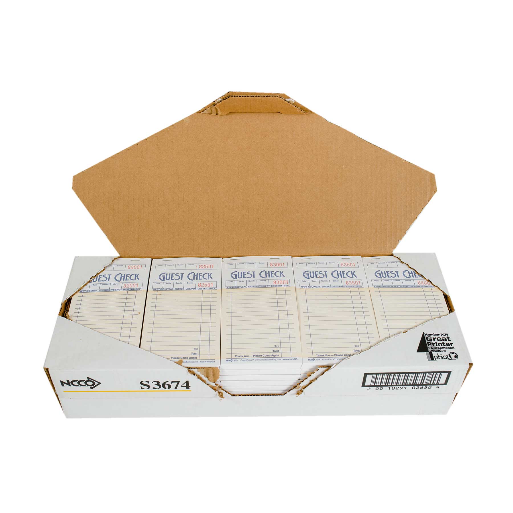 National Checking Company Guest Check Board - 1 Part Salmon, 16 Line, 3.5 x 6.75 inch -- 2500 per case.