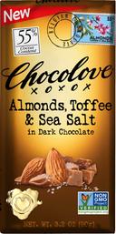 Chocolove Almonds Toffee and Sea Salt in Dark Chocolate, 3.2 Ounce -- 144 per case.