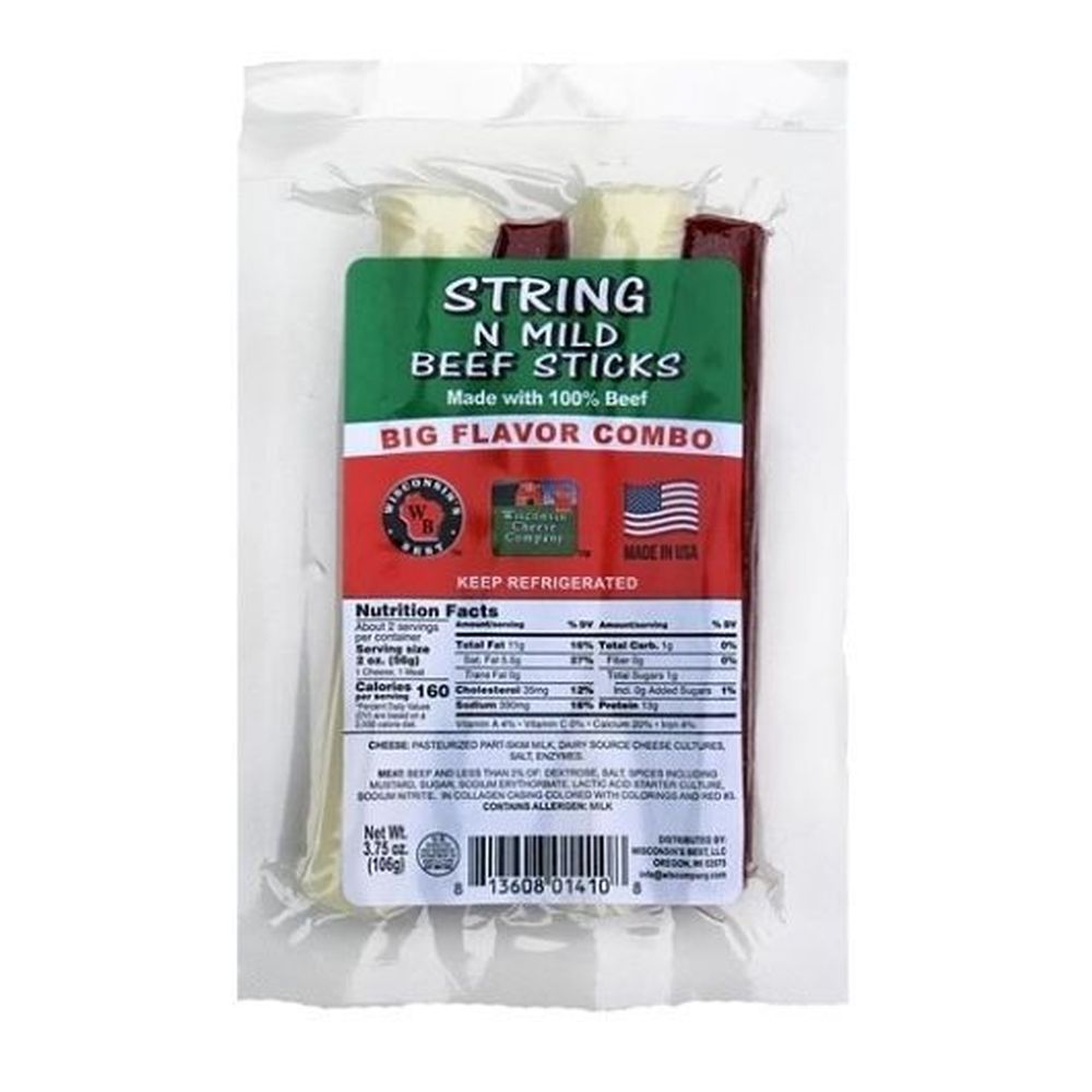 Wisconsins Best String Cheese N Beef Stick, 3.75 Ounce -- 48 per case