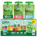 GoGo squeeZ Apple / Peach / Gimme Five On the Go Applesauce, 3.2 Ounce - 20 count per pack -- 2 packs per case