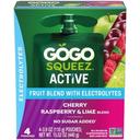 Gogo Squeez Active Lyte Up Cherry Raspberry Lime Fruit Blend with Electrolytes, 4 count -- 9 per case
