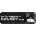 Tablecraft Los Empleados Deben Lavarse Las Manos Antes de Volver al Trabajo Rectangular Spanish Sign, 3 x 9 inch