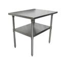 BK Resources 18 Gallon T-430 Stainless Steel Flat Top Work Table with Galvanized Undershelf and Galvanized Legs, 36 inch Width x 24 inch Depth