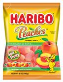 Haribo Peaches Gummy Candy, 5 Ounce -- 12 per case.