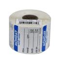 National Checking Monday Item Date Use By Removable Trilingual Label, 2 x 2 inch 500 labels per roll -- 18 rolls per case.