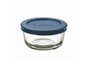 Anchor Hocking Glass Round Storage Bowl with Blue Plastic Lid -- 6 per case.