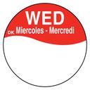 Daymark Round Permanent Half Blank Bilingual Day of the Week Label - Wednesday, 1 inch -- 12 rolls per case.