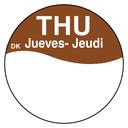 Daymark Round Permanent Half Blank Bilingual Day of the Week Label - Thursday, 1 inch -- 12 rolls per case.