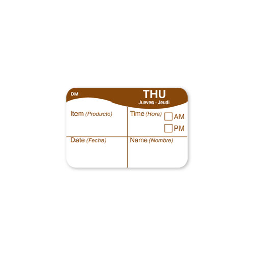 Daymark Cross Hair Rectangle Thursday Day Of The Week Label -- 30000 per case