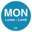 Daymark DuraMark 0.75 inch Circle Monday Day of the Week Label Roll, 5 count - 32 rolls per case