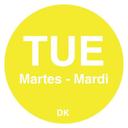 Daymark DuraMark 0.75 inch Circle Tuesday Day of the Week Label Roll, 5 count - 32 rolls per case