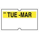 Daymark DuraMark DM3 1 Line Yellow Date Coder Label - Tuesday -- 8 rolls per case.