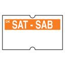 Daymark DuraMark DM3 1 Line Orange Date Coder Label - Saturday -- 8 rolls per case.