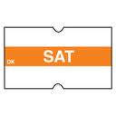 Daymark DuraMark DM4 2 Line Orange Date Coder Label - Saturday -- 8 rolls per case.