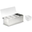 Tablecraft Stainless Steel Condiment Dispenser with Four 1 Pint Inserts, 12 x 5.875 x 4.875 inch