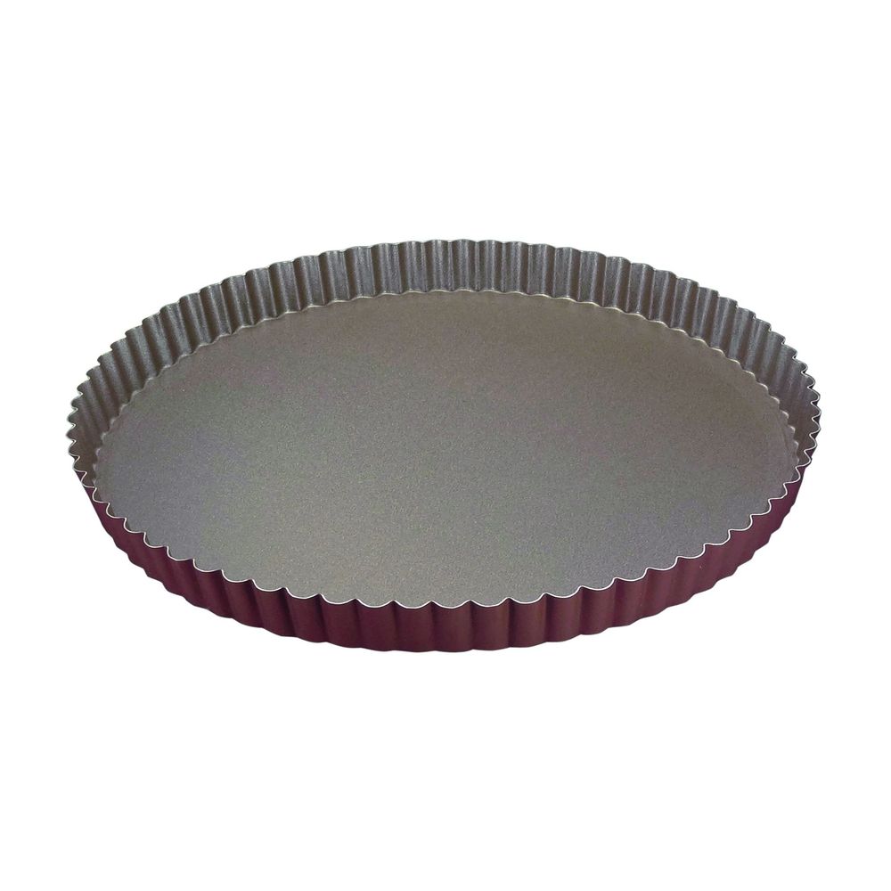 Gobel Non Stick Round Fluted Tart Mold with Fixed Bottom, 10.6 inch x 1 inch Height Cavity